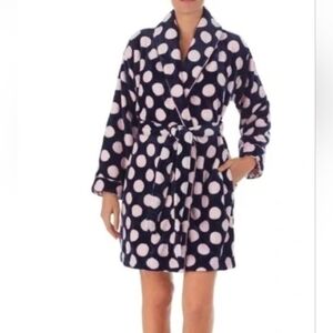 Kate Spade Polka Dot Long Sleeve Plush Short Robe NWT